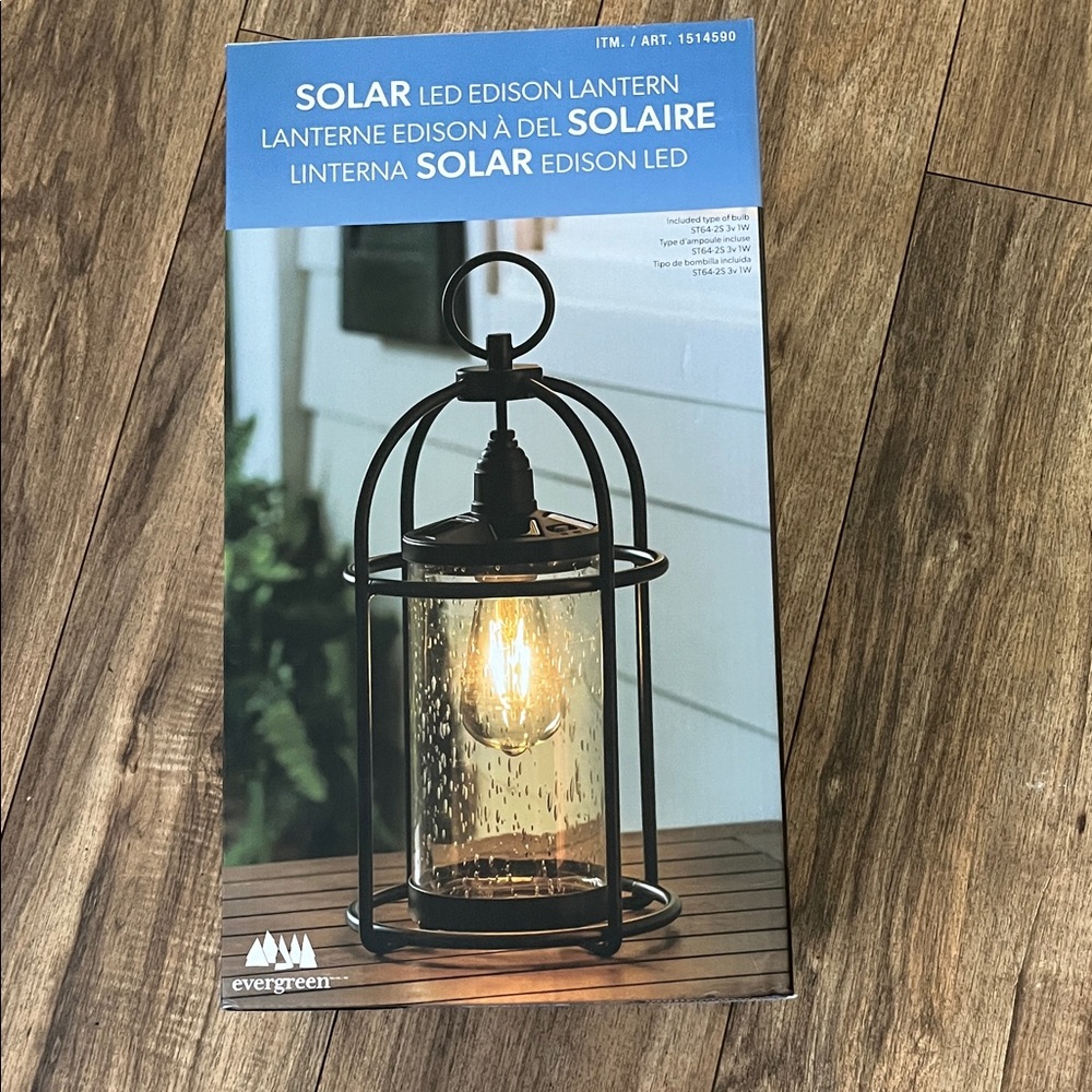 Evergreen Solar LED Edison Lantern in Black